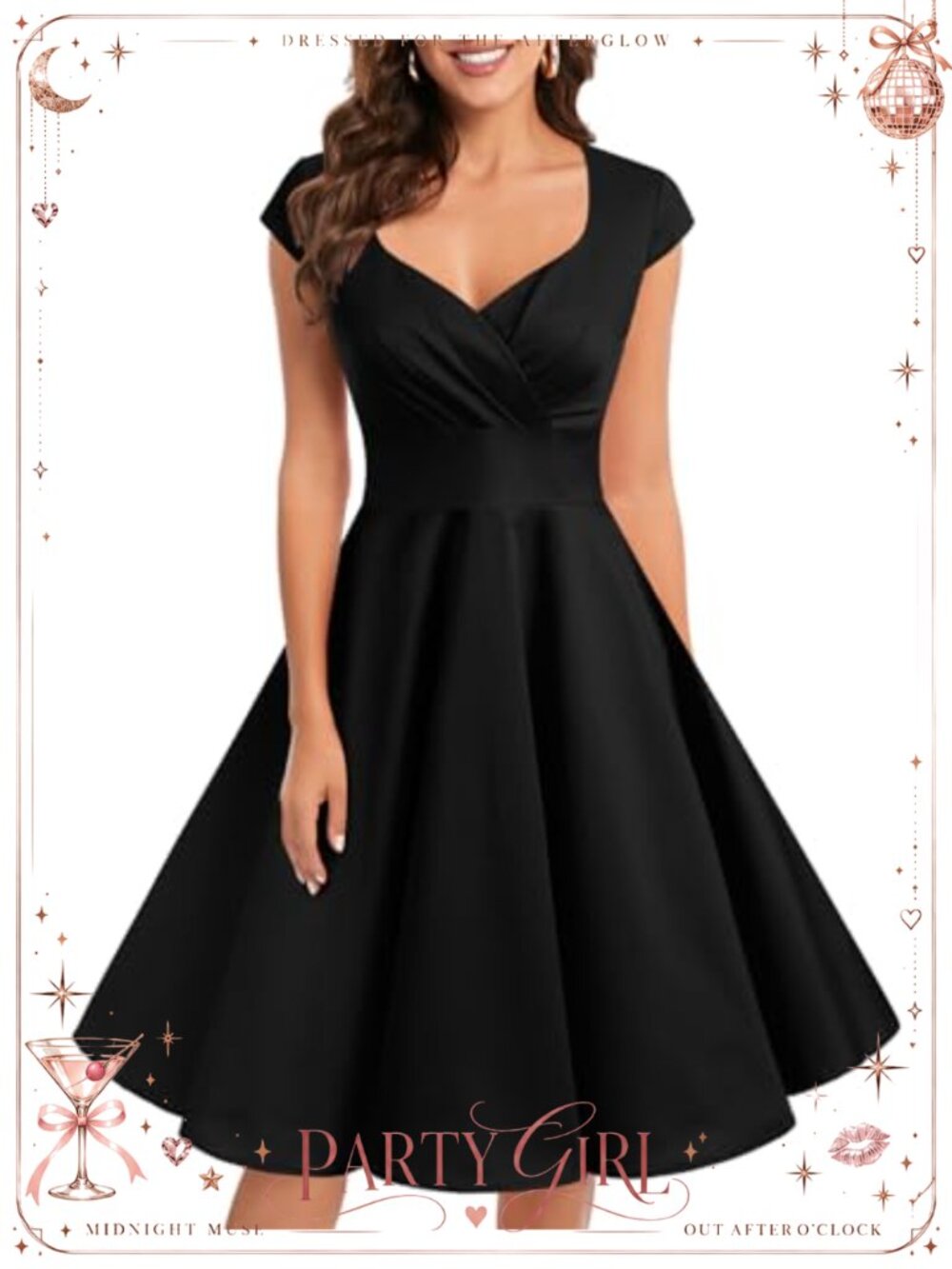 Women's Retro Vintage Cocktail Swing Dress 1950s A-Line Short Sleeve Knee Length